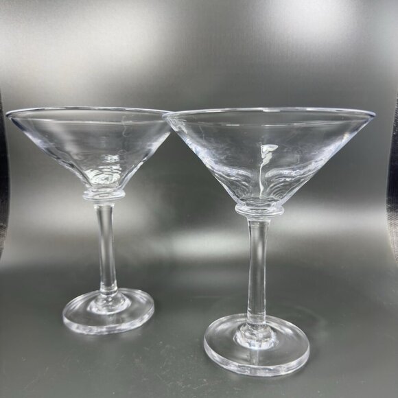 Simon Pearce Cavendish Clear Optic Hand Blown Glass Martini Glasses Cups Set 2 - Picture 3 of 16